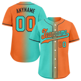 Custom Cyan Orange Gradient Fashion Personalized Authentic Baseball Jersey BSBJ01-D0a7087