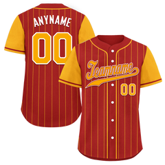 Custom Red Yellow Stripe Fashion Personalized Authentic Baseball Jersey BSBJ01-D017221