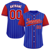 Custom Blue Red Stripe Fashion Personalized Authentic Baseball Jersey BSBJ01-D017215