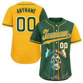 Custom Green Yellow Skull Fashion Personalized Authentic Baseball Jersey BSBJ01-D017154