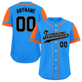 Custom Blue Orange Raglan Sleeves Personalized Authentic Baseball Jersey BSBJ01-D017210