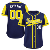 Custom Blue Yellow Raglan Sleeves Personalized Authentic Baseball Jersey BSBJ01-D017182