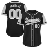 Custom Black Gray Raglan Sleeves Personalized Authentic Baseball Jersey BSBJ01-D017175