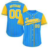 Custom Blue Yellow Stripe Fashion Personalized Authentic Baseball Jersey BSBJ01-D017212