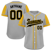Custom Gray Yellow Raglan Sleeves Personalized Authentic Baseball Jersey BSBJ01-D017188