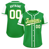 Custom Green White Raglan Sleeves Personalized Authentic Baseball Jersey BSBJ01-D017192