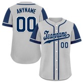 Custom Gray Blue Raglan Sleeves Personalized Authentic Baseball Jersey BSBJ01-D017178