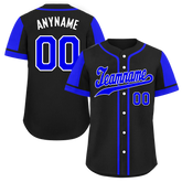 Custom Blue Black Raglan Sleeves Personalized Authentic Baseball Jersey BSBJ01-D017169