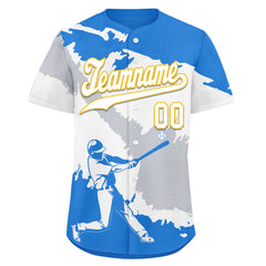 Custom Blue Gold Silver Nicaraguan Flag Personalized Authentic Baseball Jersey BSBJ01-E06022-9