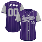 Custom Gray Purple Stripe Fashion Personalized Authentic Baseball Jersey BSBJ01-D017252