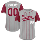 Custom Gray Red Stripe Fashion Personalized Authentic Baseball Jersey BSBJ01-D017260