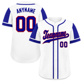 Custom White Blue Raglan Sleeves Personalized Authentic Baseball Jersey BSBJ01-D017168