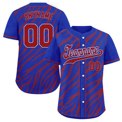 Custom Blue Red Zebra Pattern Personalized Authentic Baseball Jersey BSBJ01-D020201-22