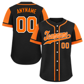 Custom Black Orange Raglan Sleeves Personalized Authentic Baseball Jersey BSBJ01-D017170