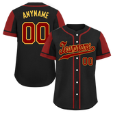 Custom Black Red Raglan Sleeves Personalized Authentic Baseball Jersey BSBJ01-D017176
