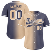 Custom Beige Blue Gradient Fashion Personalized Authentic Baseball Jersey BSBJ01-D0a7080