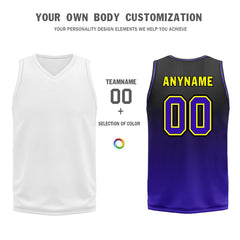 Custom Black Purple Los Angeles City Edition Personalized Reversible Basketball Set Sports Basketball Jersey BBJ01R-D0610-14-COOLMAX