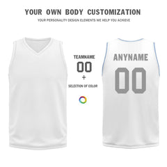 Custom White Gray Blue Dallas City Edition Personalized Reversible Basketball Set Sports Basketball Jersey BBJ01R-D0610-7-COOLMAX