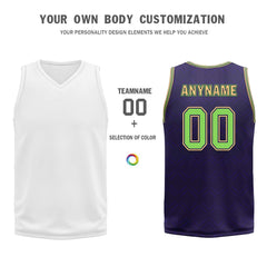 Custom Purple Green Gold New Orleans City Edition Personalized Reversible Basketball Set Sports Basketball Jersey BBJ01R-D0610-19-COOLMAX