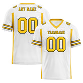 Custom White Yellow Striped Sleeves Personalized Authentic Football Jersey FBJ02-D06052