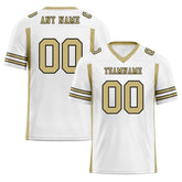 Custom White Gold Striped Sleeves Personalized Authentic Football Jersey FBJ02-D06069