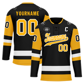 Custom Black Yellow Personalized Hockey Jersey HCKJ01-D0a7009