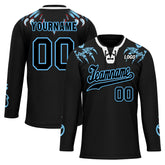 Custom Black Light Blue Gothic Personalized Hockey Jersey HCKJ01-E0601-10
