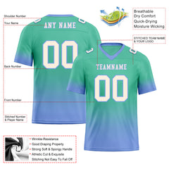 Custom Mint Green Blue Fade Fashion Personalized Authentic Football Jersey FBJ02-D06105