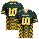 Custom Green Yellow Wisconsin Personalized Authentic Football Jersey FBJ02-D023033-13