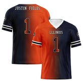 Custom Deep Blue Orange Illinois Personalized Authentic Football Jersey FBJ02-D028017-4