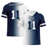 Custom Deep Blue White Texas Personalized Authentic Football Jersey FBJ02-D028017-5