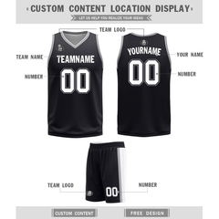 Custom White Black Classic Style Reversible Basketball Uniform Personalized Ordinary BBJR-D017051