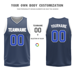 Custom White Blue Classic Style Reversible Basketball Uniform Personalized COOLMAX BBJR-D017054