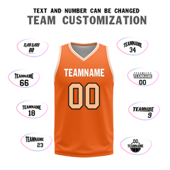 Custom White Orange Classic Style Reversible Basketball Uniform Personalized COOLMAX BBJR-D017052