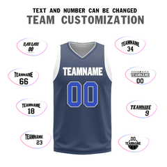Custom White Blue Classic Style Reversible Basketball Uniform Personalized COOLMAX BBJR-D017054
