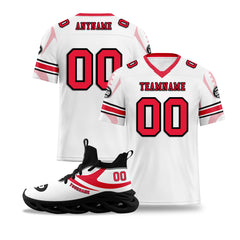 Custom White Red Kansas City Football Jersey and Sports Shoes Combo Offer Personalized Combo ZH-D025008-18