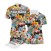 Personalized Urban Graffiti Style Combo, Custom Polo Shirt & Hat Set, Breathable and Trendy Streetwear Combo