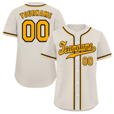 Custom Grey Classic Style Yellow Authentic Baseball Jersey