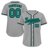 Custom Grey Classic Style Green Authentic Baseball Jersey