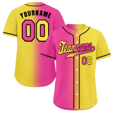 Custom Pink Yellow Gradient Fashion Yellow Authentic Baseball Jersey