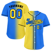 Custom Yellow Blue Gradient Fashion Blue Authentic Baseball Jersey