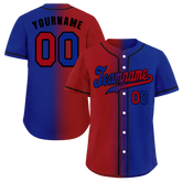Custom Red Blue Gradient Fashion Blue Authentic Baseball Jersey