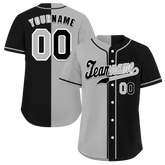 Custom Grey Black Gradient Fashion Black Authentic Baseball Jersey