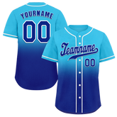 Custom Aqua Blue Fade Fashion Blue Authentic Baseball Jersey