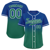 Custom Blue Green Fade Fashion Green Authentic Baseball Jersey