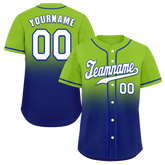 Custom Green Blue Fade Fashion White Authentic Baseball Jersey