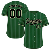 Custom Green Stripe Fashion Black Authentic Baseball Jersey