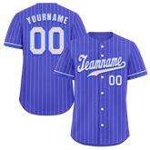 Custom Blue Stripe Fashion Grey Authentic Baseball Jersey