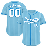 Custom Aqua Stripe Fashion White Authentic Baseball Jersey