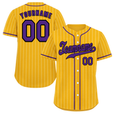Custom Yellow Stripe Fashion Purple Authentic Baseball Jersey